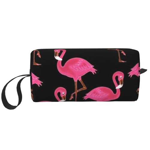 Reise-Kosmetiktasche, Make-up-Organizer mit Herzmotiv, tragbar, stilvoll, Schöne rosa Flamingos, Einheitsgröße von FLYIFE