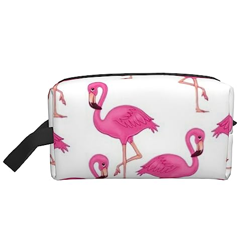 Reise-Kosmetiktasche mit pinkem Flamingo-Muster, große Kapazität, tragbar und stilvoll, Aufbewahrungs-Organizer, Rosa Flamingo, Einheitsgröße von FLYIFE