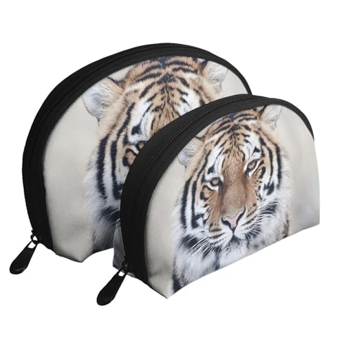 Reise-Make-up-Beutel-Set mit Fleischfressenden Pflanzen, Kulturbeutel mit Reißverschluss, Muschelförmige Kosmetiktasche, Organizer für Damen und Mädchen, tiger, Einheitsgröße, Kosmetiktasche von FLYIFE