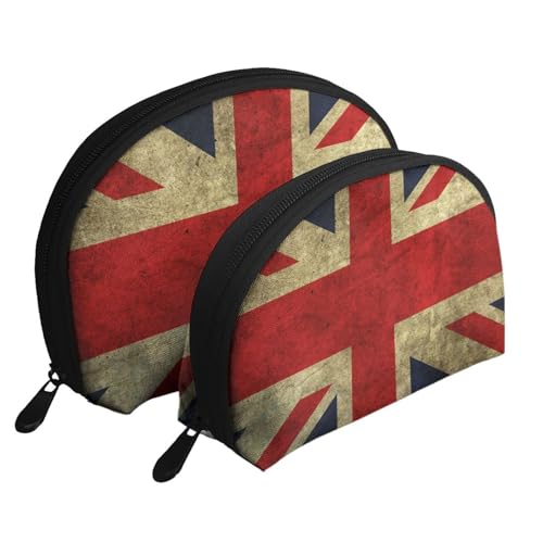 Reise-Make-up-Taschenset mit Eis- und Waffelmuster, Kulturbeutel mit Reißverschluss, Muschelförmige Kosmetiktasche, Organizer für Damen und Mädchen, Union Jack Design, Einheitsgröße, Kosmetiktasche von FLYIFE