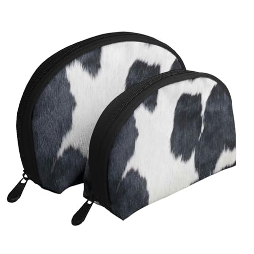 Reise-Make-up-Taschenset mit englischen Bulldoggen, Kulturbeutel mit Reißverschluss, Muschelförmige Kosmetiktasche, Organizer für Damen und Mädchen, Rindsleder, Einheitsgröße, Kosmetiktasche von FLYIFE