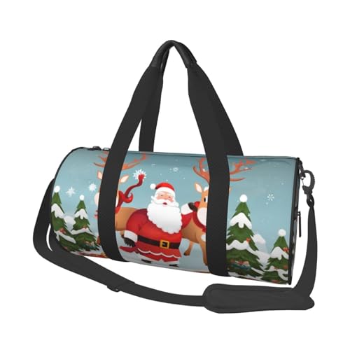 Reisetasche aus bedrucktem Segeltuch mit Aufschrift "Merry Christmas" – Turnbeutel mit großer Kapazität für Wochenend- und Geschäftsreisen, Schwarz , Einheitsgröße von FLYIFE