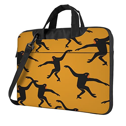 Rocky Mountains bedruckte Laptop-Umhängetasche – Kuriertasche, Aktentasche, Computertasche, Tasche für Damen und Herren, Schwarzer Gibbon Affe, 14 inch von FLYIFE