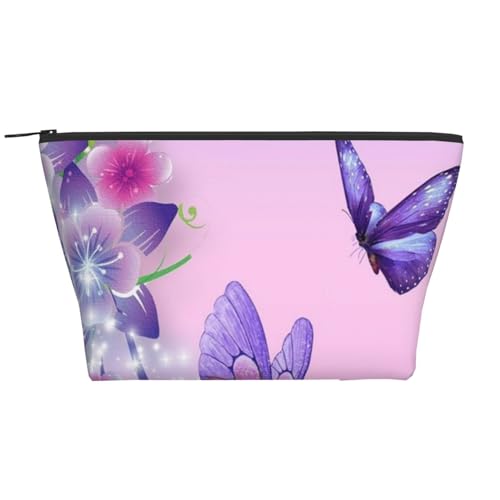 Schöne Trapez-Kosmetiktasche mit Schmetterlingsdruck, Make-up-Organizer, Reise-Organizer, tragbar und stilvoll, rosa Schmetterling (Pink Butterfly), Einheitsgröße von FLYIFE