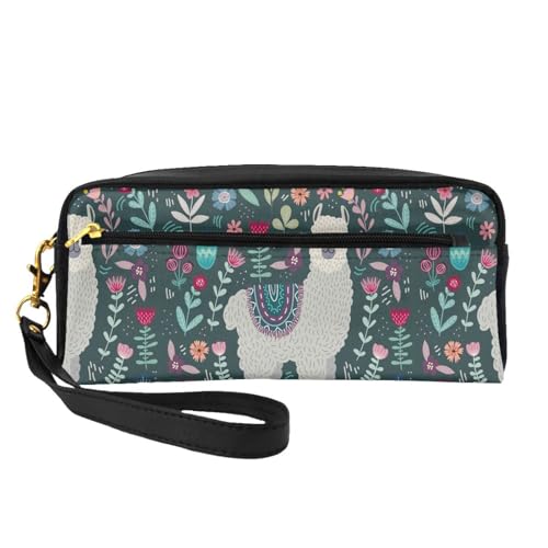 Schöne tragbare Make-up-Tasche mit Schmetterlingsdruck, PU-Leder, Reise-Kosmetiktasche, Federmäppchen für Mädchen und Frauen, Blumen-Alpaka, Einheitsgröße von FLYIFE