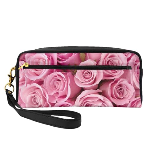 Schöne tragbare Make-up-Tasche mit Schmetterlingsdruck, PU-Leder, Reise-Kosmetiktasche, Federmäppchen für Mädchen und Frauen, Rosa, Einheitsgröße von FLYIFE