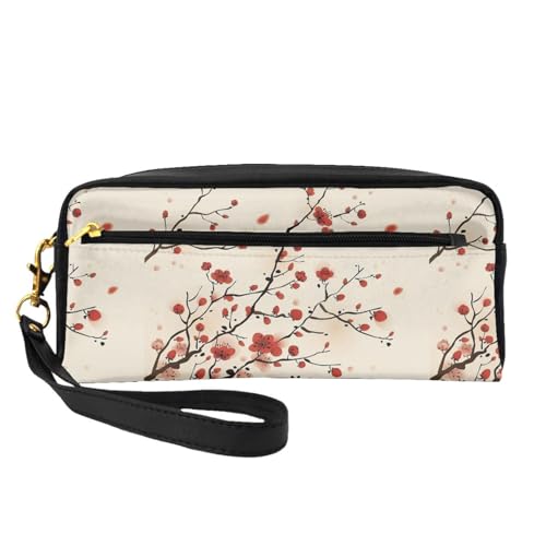 Tragbare Make-up-Tasche mit Aufdruck "Thanksgiving Truthahn", PU-Leder, Reise-Kosmetiktasche, Federmäppchen für Mädchen und Frauen, Japanisches Frühlings-Pflaumenblumen, Einheitsgröße von FLYIFE