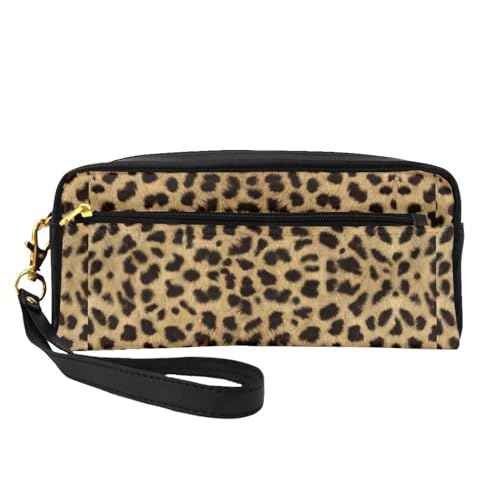 Tragbare Make-up-Tasche mit Leopardenmuster, PU-Leder, Reise-Kosmetiktasche, Federmäppchen für Mädchen und Frauen, Leopardenmuster, Einheitsgröße von FLYIFE