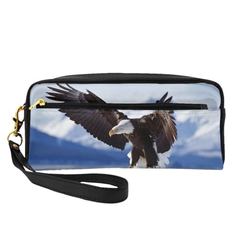 Tragbare Make-up-Tasche mit Totenkopf-Motiv, PU-Leder, Reise-Kosmetiktasche, Federmäppchen für Mädchen und Frauen, Adler, Einheitsgröße von FLYIFE