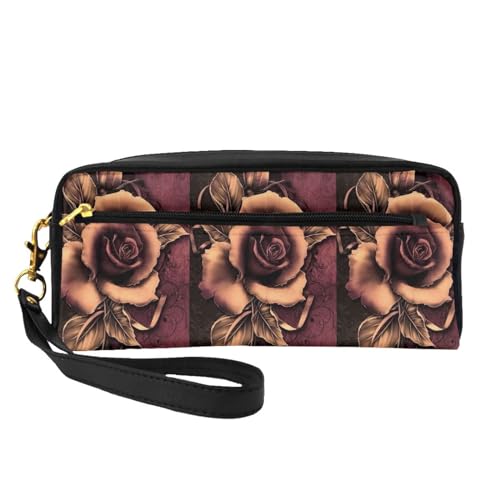 Tragbare Make-up-Tasche mit niedlichem Pomeranian bedruckt, PU-Leder, Reise-Kosmetiktasche, Federmäppchen für Mädchen und Frauen, Gothic Rose, Einheitsgröße von FLYIFE