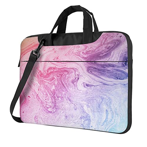 Whitetail Laptop-Umhängetasche mit Hirschmotiv in der Wildnis, bedruckt, Kuriertasche, Aktentasche, Computertasche, für Damen und Herren, Bunte Marmor-Pastell-Pink, Blau, Violett, 13 inch von FLYIFE