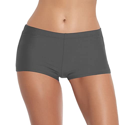 FLYILY Badeshorts Damen Hohe Taille Board Shorts Bauchkontrolle Schwimmhose Schnell Trocknend Kurze Badeshorts für Damen(Grey,M) von FLYILY