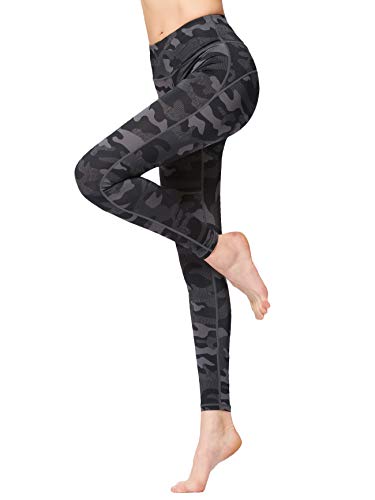 FLYILY Bedruckte Yogahose für Damen, hohe Taille, Fitnessstudio, Sport, Leggings, Bauchkontrolle, Laufen, Workout, Kompressionsstrumpfhose, Stretch-Strumpfhose, 2-Camouflage, L von FLYILY