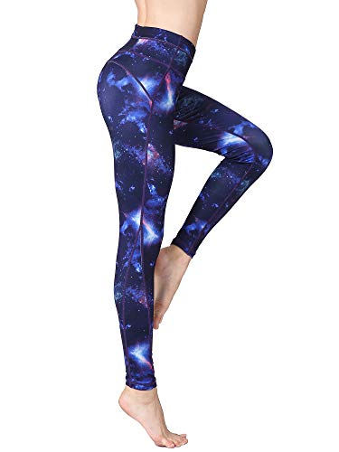 FLYILY Damen Hohe Taille Leggings Training Tights Yoga Hosen Blickdichte Frauen Laufhose(2-BlueSky,S) von FLYILY