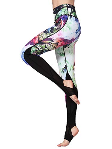 FLYILY Schöne Printed Sport Leggings Damen Sporthose Fitnesshose Yoga Leggings Sporthosen für Damen(Z-ColorFlower,XXL) von FLYILY