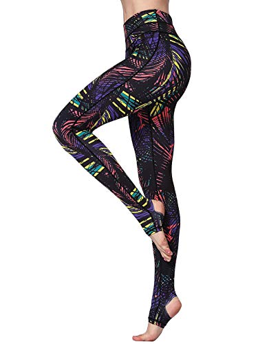 FLYILY Schöne Printed Sport Leggings Damen Sporthose Fitnesshose Yoga Leggings Sporthosen für Damen(Z-ColorLeaf,XXL) von FLYILY