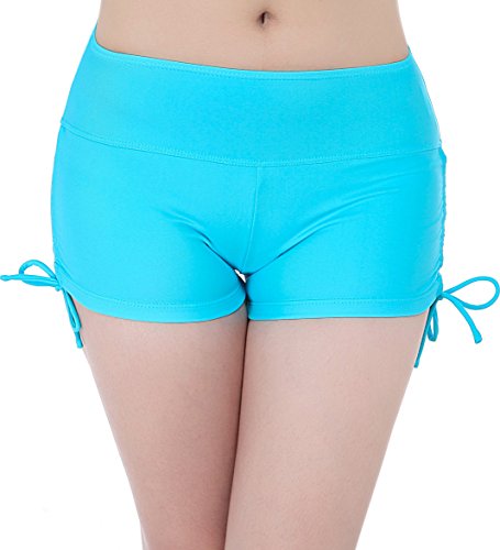 FLYILY Damen Sport Badeshorts Boyleg Board Shorts Strand Bikini Tankini Unterteile Badebekleidung Badeanzüge(EUR 34-36(Tag S),LackBlue) von FLYILY