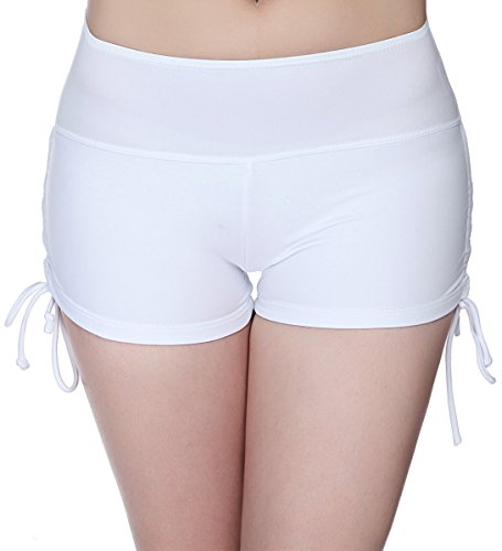 FLYILY Damen Sport Badeshorts Boyleg Board Shorts Strand Bikini Tankini Unterteile Badebekleidung Badeanzüge(EUR 34-36(Tag S),White) von FLYILY