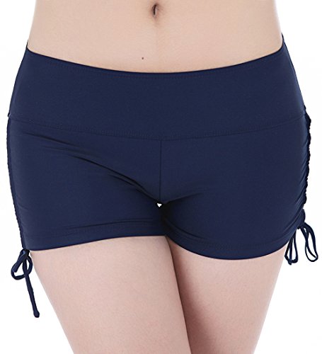 FLYILY Damen Sport Badeshorts Boyleg Board Shorts Strand Bikini Tankini Unterteile Badebekleidung Badeanzüge(EUR 36-38(Tag M),Navy) von FLYILY