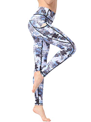 FLYILY Damen Yoga Leggins Frauen High Waist Prägedruck Slim Fit Fitnesshose Lange Sportleggins Stretchhose(5-Camouflage,M) von FLYILY