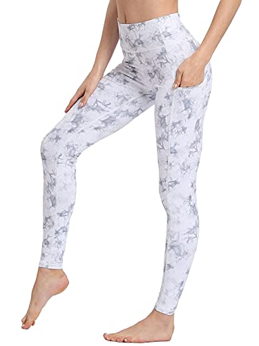 FLYILY Frauen Yoga Pants Gedruckt hohe Taillen-Power Flex Capris Workout Gamaschen für Fitness Laufen(WhiteCloud,S) von FLYILY