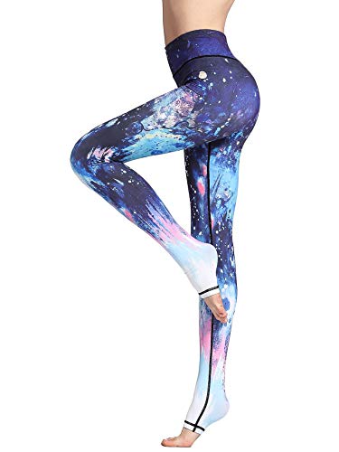 FLYILY Schöne Printed Sport Leggings Damen Sporthose Fitnesshose Yoga Leggings Sporthosen für Damen(BlueSea,XL) von FLYILY