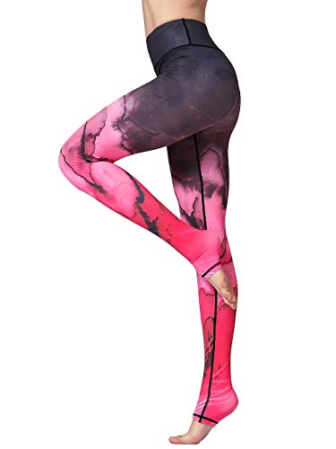FLYILY Schöne Printed Sport Leggings Damen Sporthose Fitnesshose Yoga Leggings Sporthosen für Damen(Red,L) von FLYILY