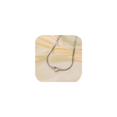 5 mm kubanische Gliederkette, schlichtes hohles Herz, zierliche Figaroketten, 14 Karat vergoldet, Edelstahl, Titanstahl, für Damen und Herren, flache Schlangenkette, Choker, massiv, glänzend, klobige von FLYYQMIAO