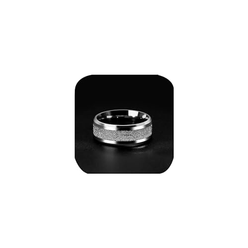 Ehering aus Titan und Edelstahl, 8 mm, matt, bequeme Passform für Männer und Frauen, silberfarbene Wolframbänder, mattes Finish, abgeschrägte, polierte Kanten, bequeme Passform, Verlobungsring für Ihn von FLYYQMIAO