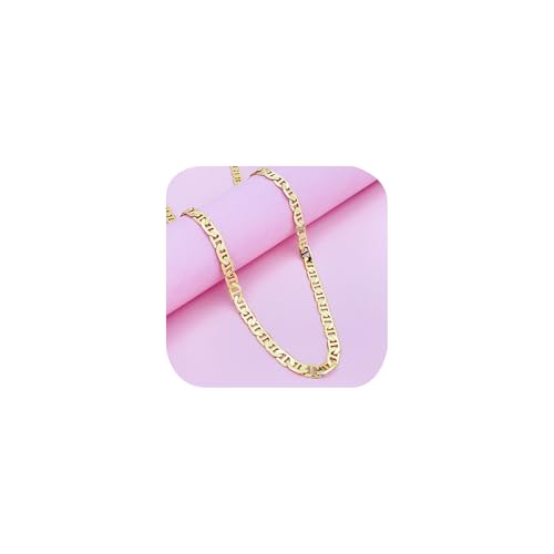 Flache Mariner-Kette mit 18-karätigem Gelbgold, für Männer und Frauen, Schlangenkette, Charm, solide, Figaro, Hip-Hop, coole lange Halsketten, Schmuck, Geschenk, 50,8 cm von FLYYQMIAO