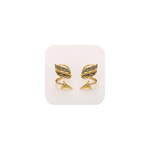 Pfeil-Manschetten-Ohrringe, baumelnde Knorpelohrmanschetten, Ohrringe, Clip, Wickelohrringe, Helix-Ohrringe, Blattfeder, nicht durchbohrte Ohrringe für Damen und Herren (Gold) von FLYYQMIAO