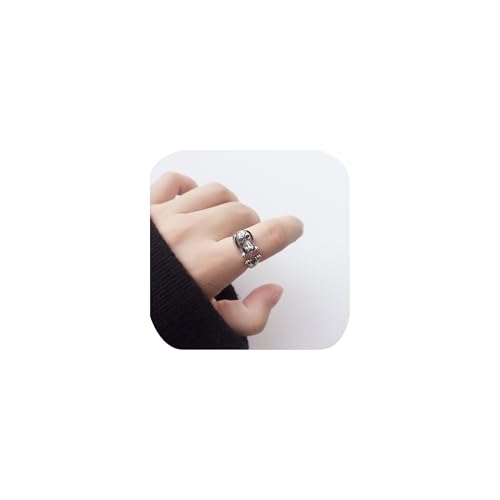 Süßer Dackel-Ring, offener Ring, Haustierliebhaber, schönes Geschenk für Damen und Herren, Tier-Stapel, Statement, 925er Sterlingsilber, versilbert, Bandring, Deutscher Schäferhund, Yorkie, Mops, Hund von FLYYQMIAO
