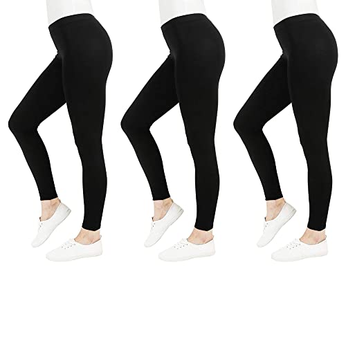 FM London (3er-Pack) Sehr Warm Damen Casual Leggings | Nicht durchsichtige Leggings für Damen UK | Nahtlose Leggings, Schwarz, XL von FM London