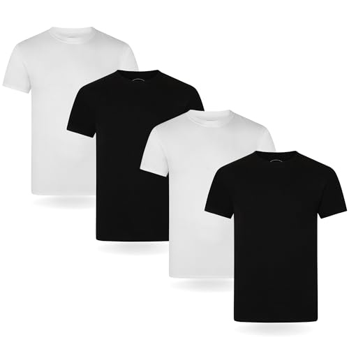 FM London (4er-Pack) Bio-T-Shirt für Herren - Mittelschwere Herren-T-Shirts Multipack Ideal für den Alltag - Tag-frei, bequem, weich von FM London