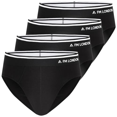 FM London (4er-Pack) Herren-Bambus-Slips – bequeme Unterwäsche Slips ohne Etiketten – Stretch Unterhose ohne Öffnung vorne – Multipack von FM London