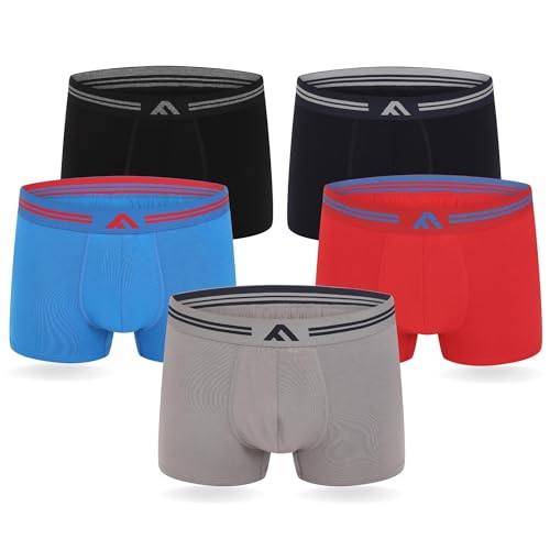 FM London (5er-Pack) Bambus-Herren-Boxershorts mit Stretch-Fit-Design, Hell Gemischt, L von FM London