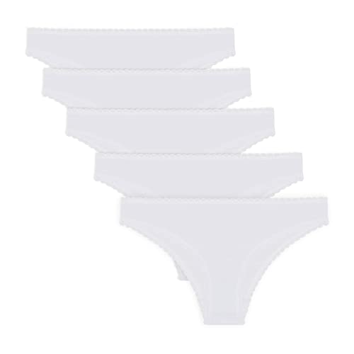 FM London (5er-Pack) Bikinihose für Damen | Nude, White & Black Bikinihose mit attraktivem Design | Bequemer Tanga-Bikini Geeignet als Bademode Damen von FM London