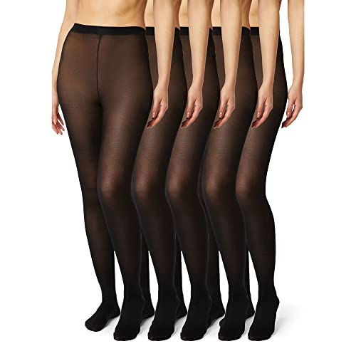 FM London Collants 40 Deniers 5 er Pack Damen, Schwarz, M von FM London