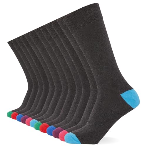 FM London 12er-Pack Smart Mens Socken - Atmungsaktive einfarbige, gemusterte und schwarze Socken Herren von FM London