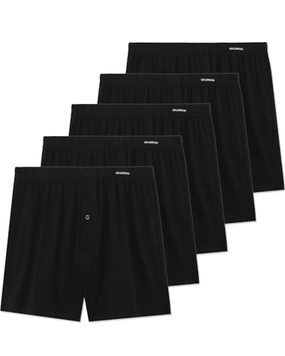 FM London 5er-Pack Boxershorts Herren Weit - Superweiche Unterhosen für Männer aus 100% Baumwolle, Unifarben mit Knopfverschluss und Komfort-Stretch-Bund von FM London