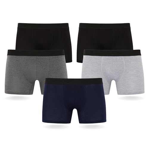 FM London (5er-Pack) Herren-Boxershorts - Atmungsaktive Herrenunterwäsche für alle Gelegenheiten geeignet - Tagless Herren-Boxershorts Multipack Entwickelt für ein 24-Stunden-Tragen von FM London