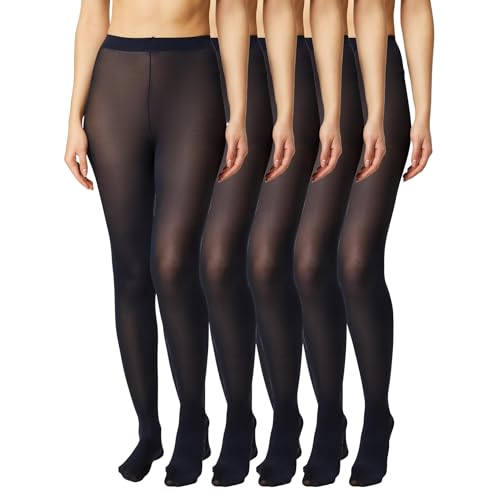 FM London 5er-Pack Strumpfhose für Damen - Bequeme Damenstrumpfhose mit Stretch-Fit-Design von FM London