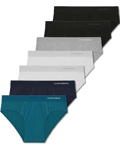 FM London 7er-Pack Essentials Herren Slip – Unterhosen für Männer mit Hohem Baumwollanteil, ohne Etikett, Moderner Slip für Herren mit Anti-Rutsch-Elastikbund Mehrfarbig S von FM London