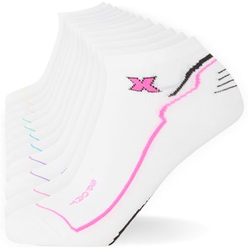 FM London Damen (12er-pack) Sneakersocken Ankle Socks, Weiß, 30-34 EU von FM London