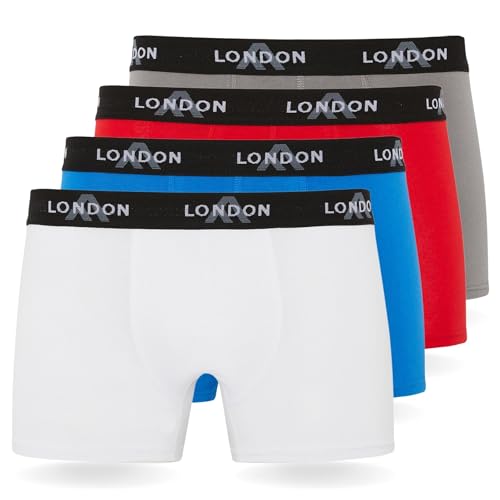FM London (4/8er-Pack) Herren-Boxershorts mit elastischem Bund Herrenunterwäsche für den Alltag, Klassisch Hell (4er Pack), XL von FM London