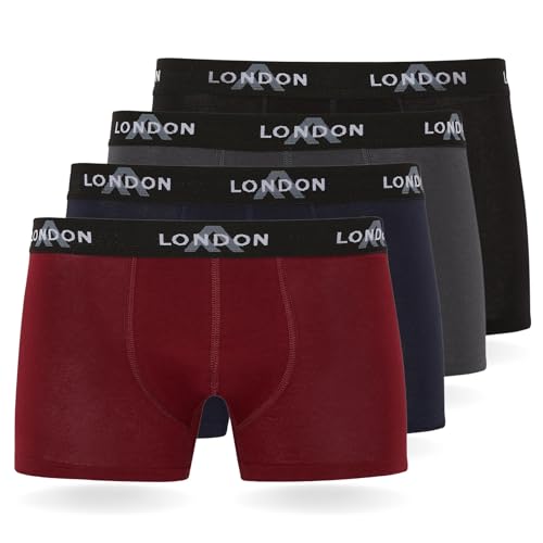 FM London (4/8er-Pack) Herren-Boxershorts mit elastischem Bund Herrenunterwäsche für den Alltag, Klassisch Dunkel (4er Pack), L von FM London