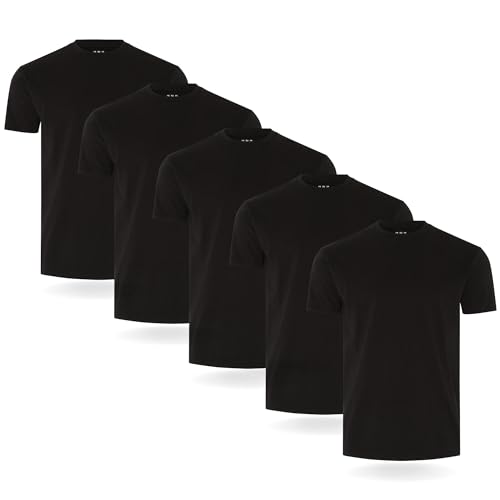 FM London Herren-T-Shirt (3/5er-Pack) - Hochwertige T-Shirts mit leicht tailliertem Design - Superweiches T-Shirt aus 100% Baumwolle - Stretch-Herren-T-Shirts für jeden Anlass geeignet von FM London