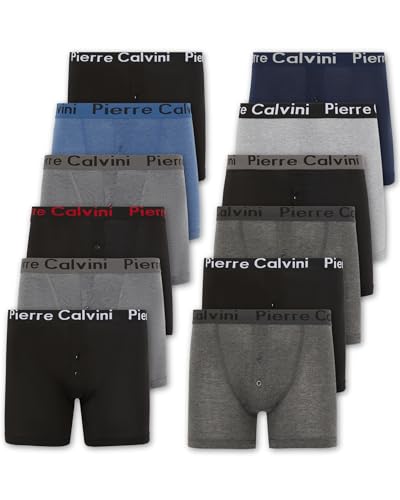 Pierre Calvini (6/12-Pack) Herren Boxershorts Mit Elastischem Bund | Button-Fly im Stretch-Fit-Design | Multipack von Pierre Calvini