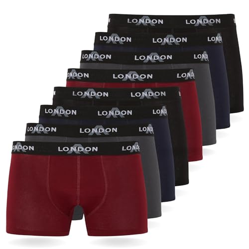 FM London (8er-Pack) Herren-Boxershorts mit elastischem Bund Herrenunterwäsche für den Alltag, Dunkel Gemischt (8er Pack), M von FM London