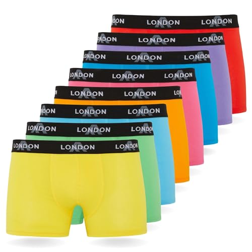 FM London (8er-Pack) Herren-Boxershorts mit elastischem Bund Herrenunterwäsche für den Alltag Neon Gemischt (8er Pack), M von FM London